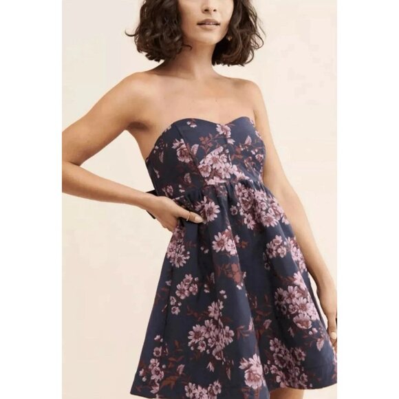 Free People Matilda Mini Dress Fit and Flare Floral Size Medium - Picture 2 of 7